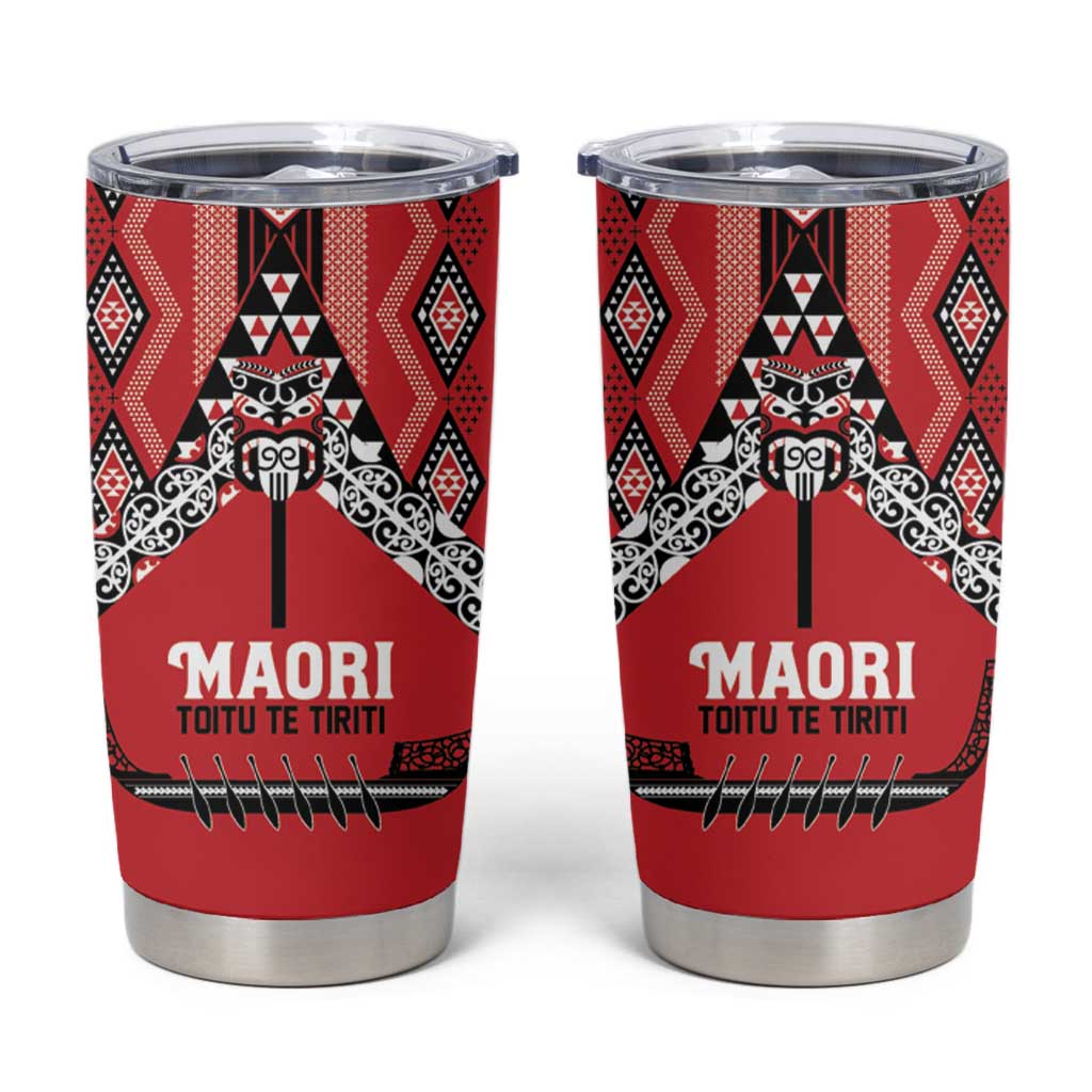 Toitu Te Tiriti Waitangi Tumbler Cup Red Wharenui House - Aussie Hoodie