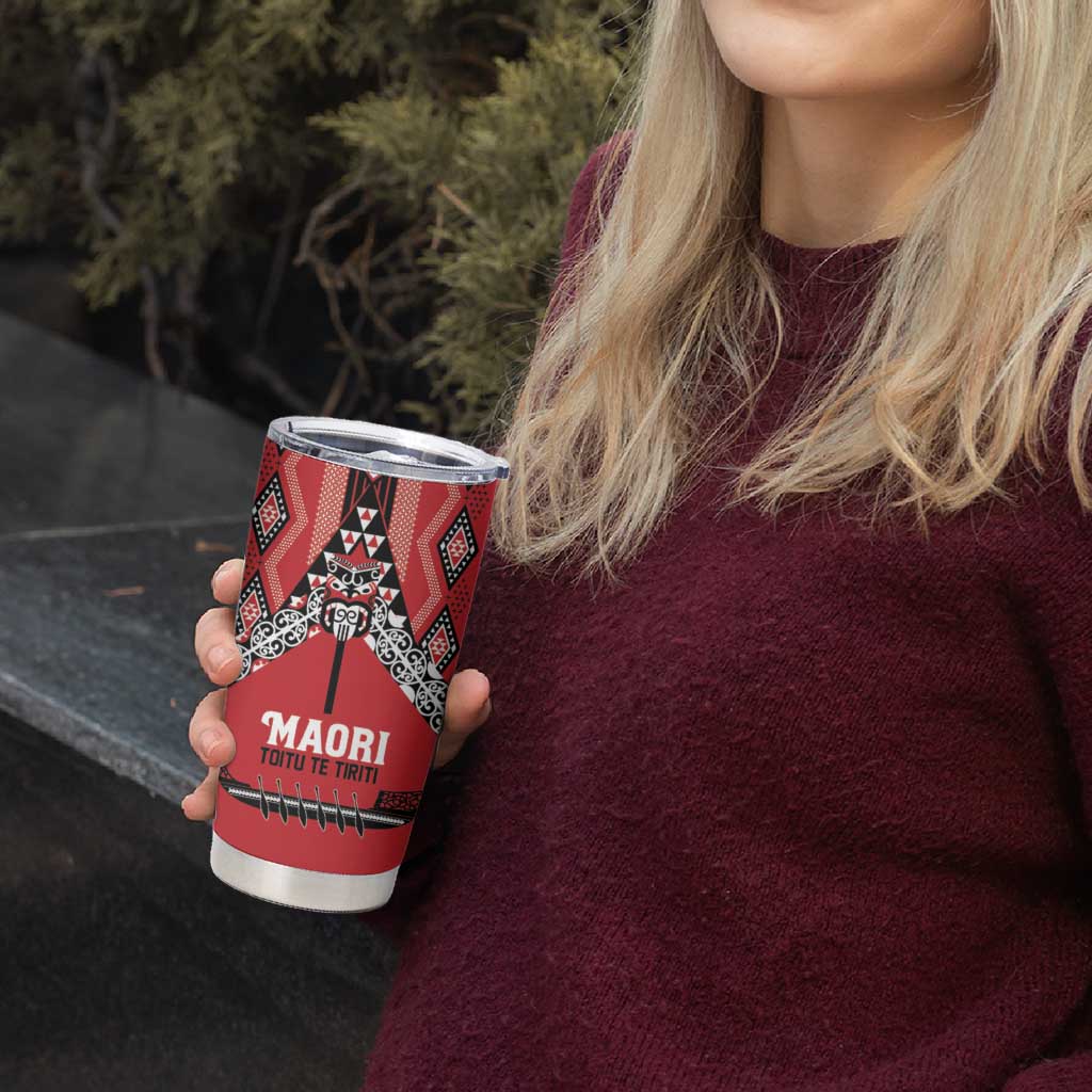 Toitu Te Tiriti Waitangi Tumbler Cup Red Wharenui House - Aussie Hoodie