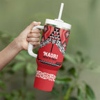 Toitu Te Tiriti Waitangi Tumbler With Handle Red Wharenui House - Aussie Hoodie