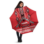 Toitu Te Tiriti Waitangi Umbrella Red Wharenui House - Aussie Hoodie