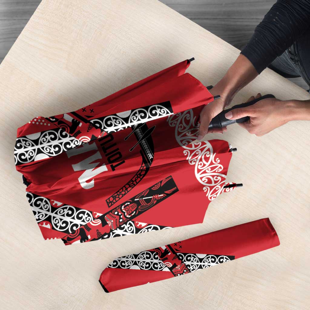 Toitu Te Tiriti Waitangi Umbrella Red Wharenui House - Aussie Hoodie