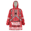 Toitu Te Tiriti Waitangi Wearable Blanket Hoodie Red Wharenui House - Aussie Hoodie