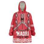 Toitu Te Tiriti Waitangi Wearable Blanket Hoodie Red Wharenui House - Aussie Hoodie