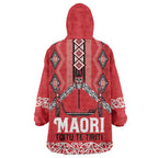Toitu Te Tiriti Waitangi Wearable Blanket Hoodie Red Wharenui House - Aussie Hoodie
