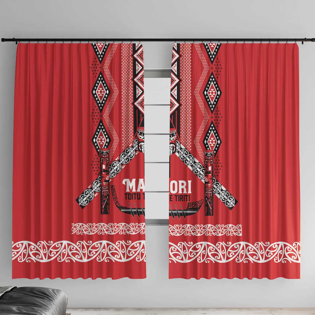 Toitu Te Tiriti Waitangi Window Curtain Red Wharenui House - Aussie Hoodie