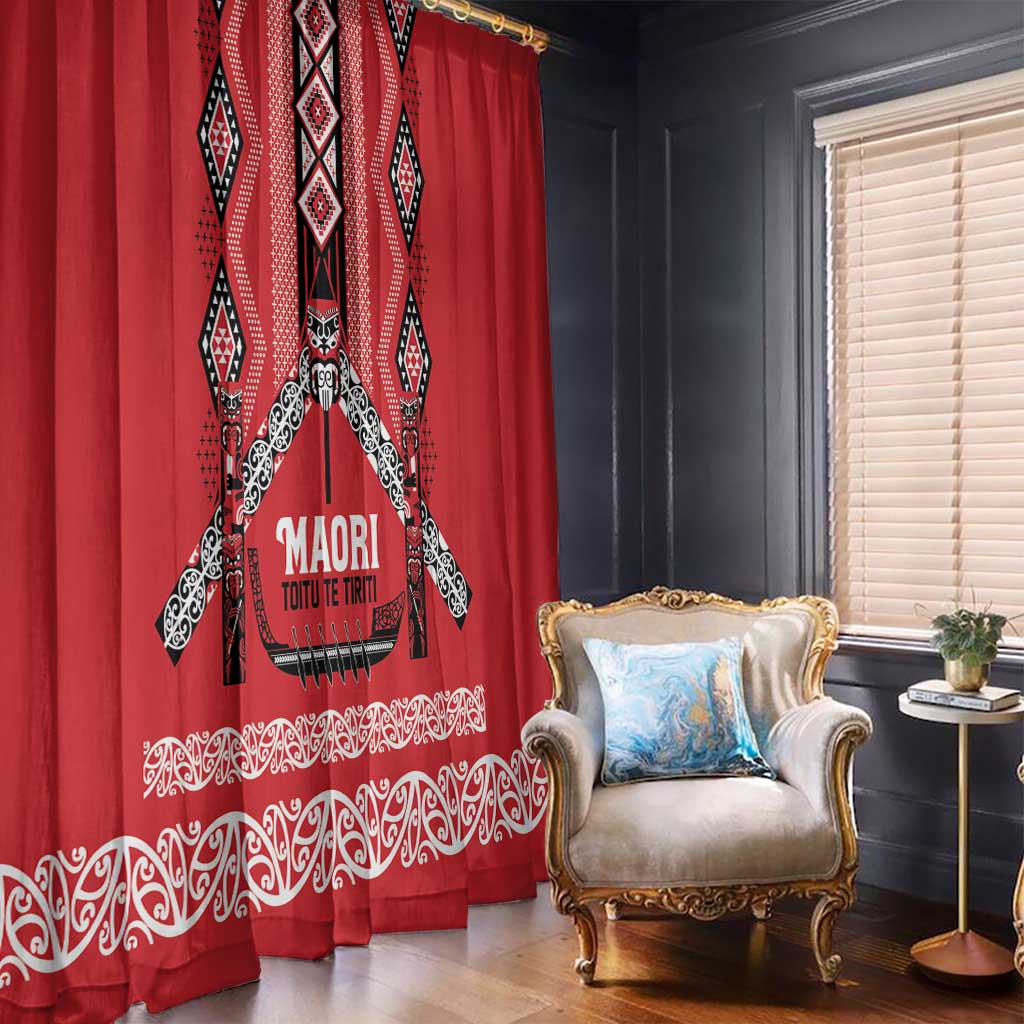 Toitu Te Tiriti Waitangi Window Curtain Red Wharenui House - Aussie Hoodie