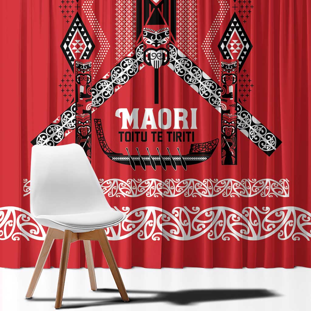 Toitu Te Tiriti Waitangi Window Curtain Red Wharenui House - Aussie Hoodie