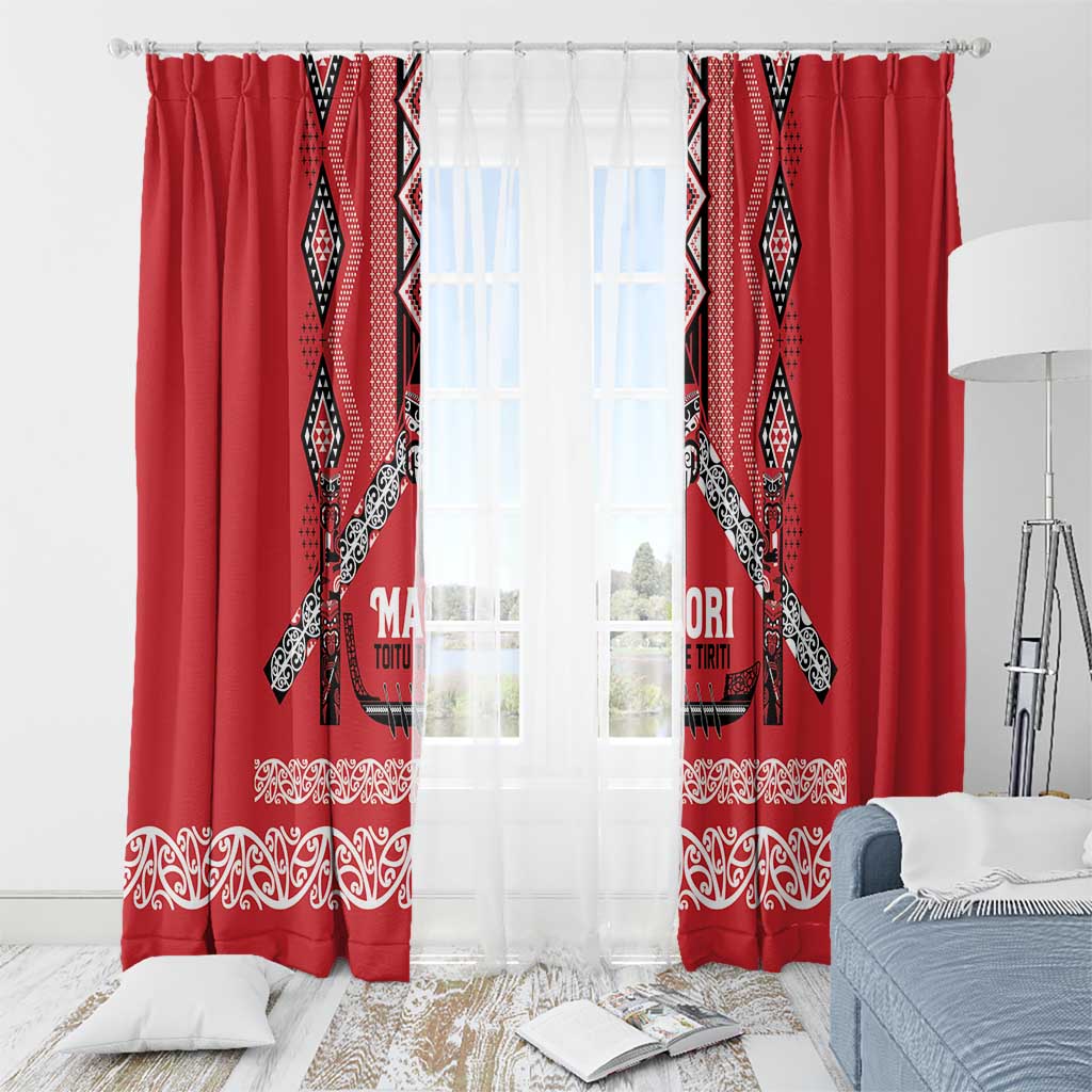 Toitu Te Tiriti Waitangi Window Curtain Red Wharenui House - Aussie Hoodie