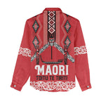 Toitu Te Tiriti Waitangi Women Casual Shirt Red Wharenui House - Aussie Hoodie