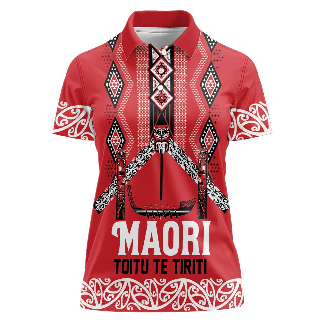 Toitu Te Tiriti Waitangi Women Polo Shirt Red Wharenui House - Aussie Hoodie