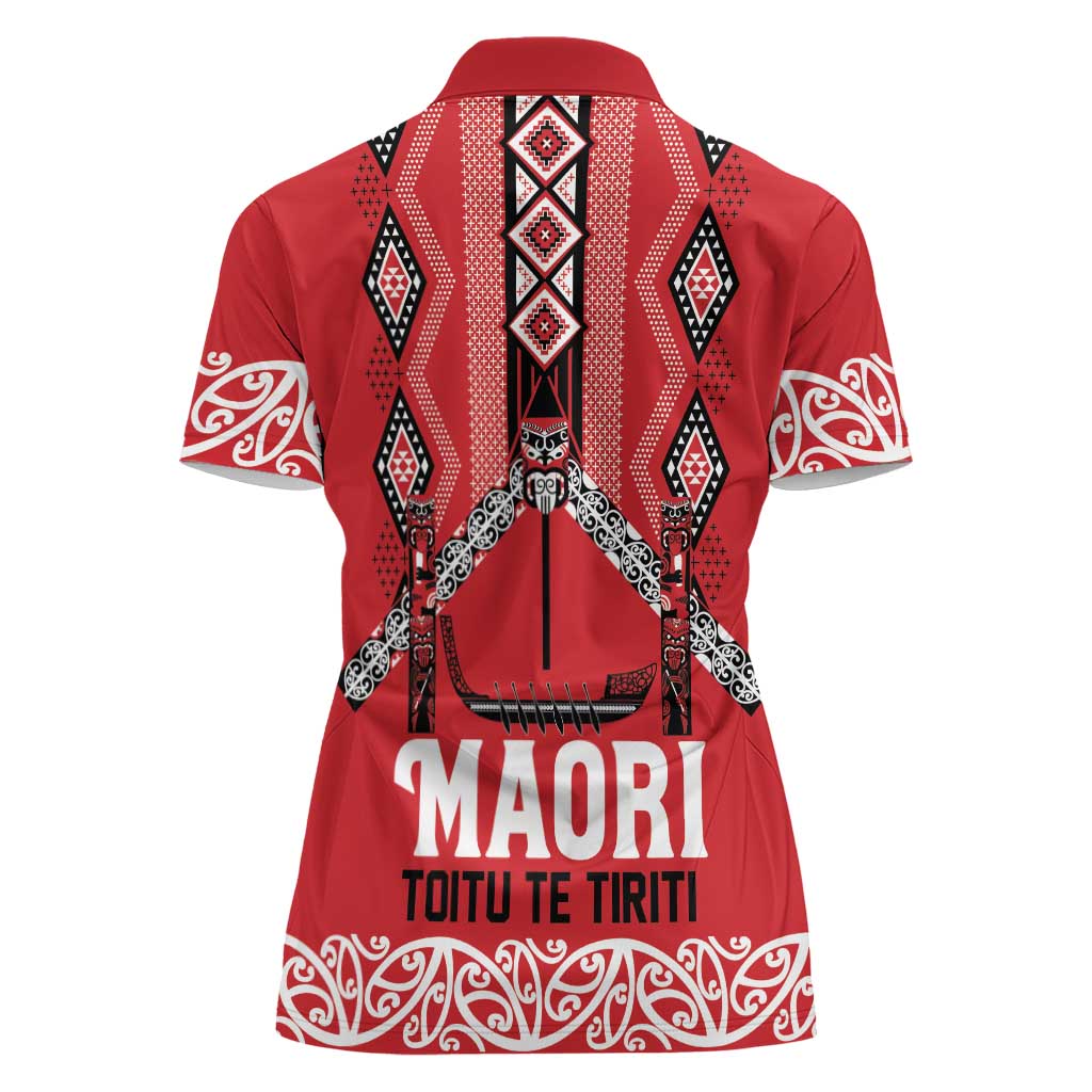 Toitu Te Tiriti Waitangi Women Polo Shirt Red Wharenui House - Aussie Hoodie