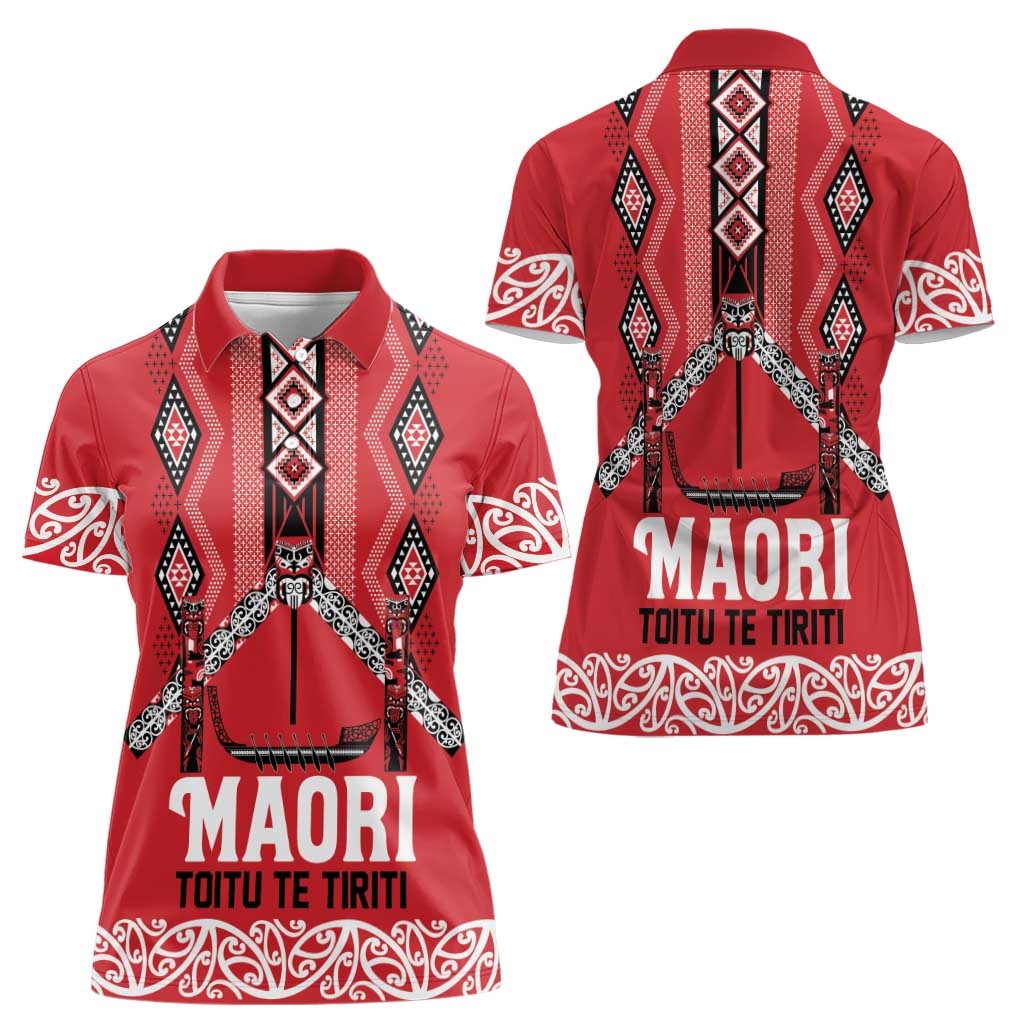 Toitu Te Tiriti Waitangi Women Polo Shirt Red Wharenui House - Aussie Hoodie
