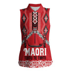Toitu Te Tiriti Waitangi Women Sleeveless Polo Shirt Red Wharenui House - Aussie Hoodie