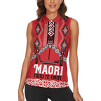 Toitu Te Tiriti Waitangi Women Sleeveless Polo Shirt Red Wharenui House - Aussie Hoodie