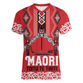 Toitu Te Tiriti Waitangi Women V-Neck T-Shirt Red Wharenui House - Aussie Hoodie
