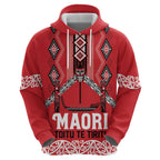 Toitu Te Tiriti Waitangi Zip Hoodie Red Wharenui House - Aussie Hoodie