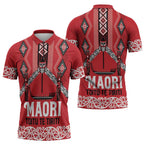 Toitu Te Tiriti Waitangi Zipper Polo Shirt Red Wharenui House - Aussie Hoodie