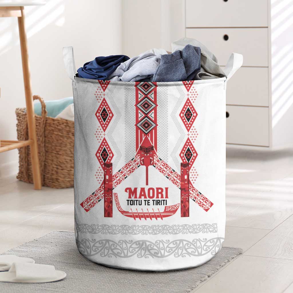 Toitu Te Tiriti Waitangi Laundry Basket White Wharenui House - Aussie Hoodie