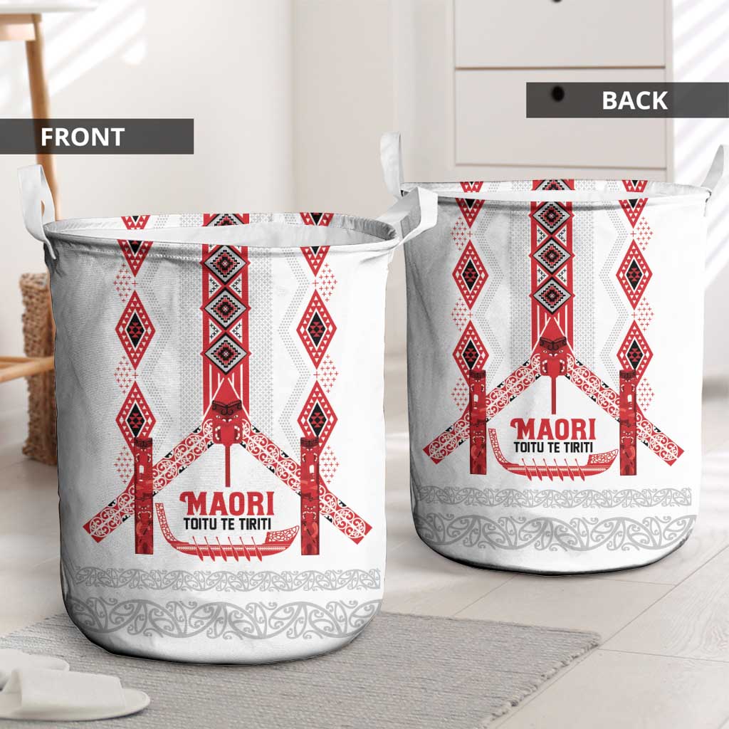 Toitu Te Tiriti Waitangi Laundry Basket White Wharenui House - Aussie Hoodie