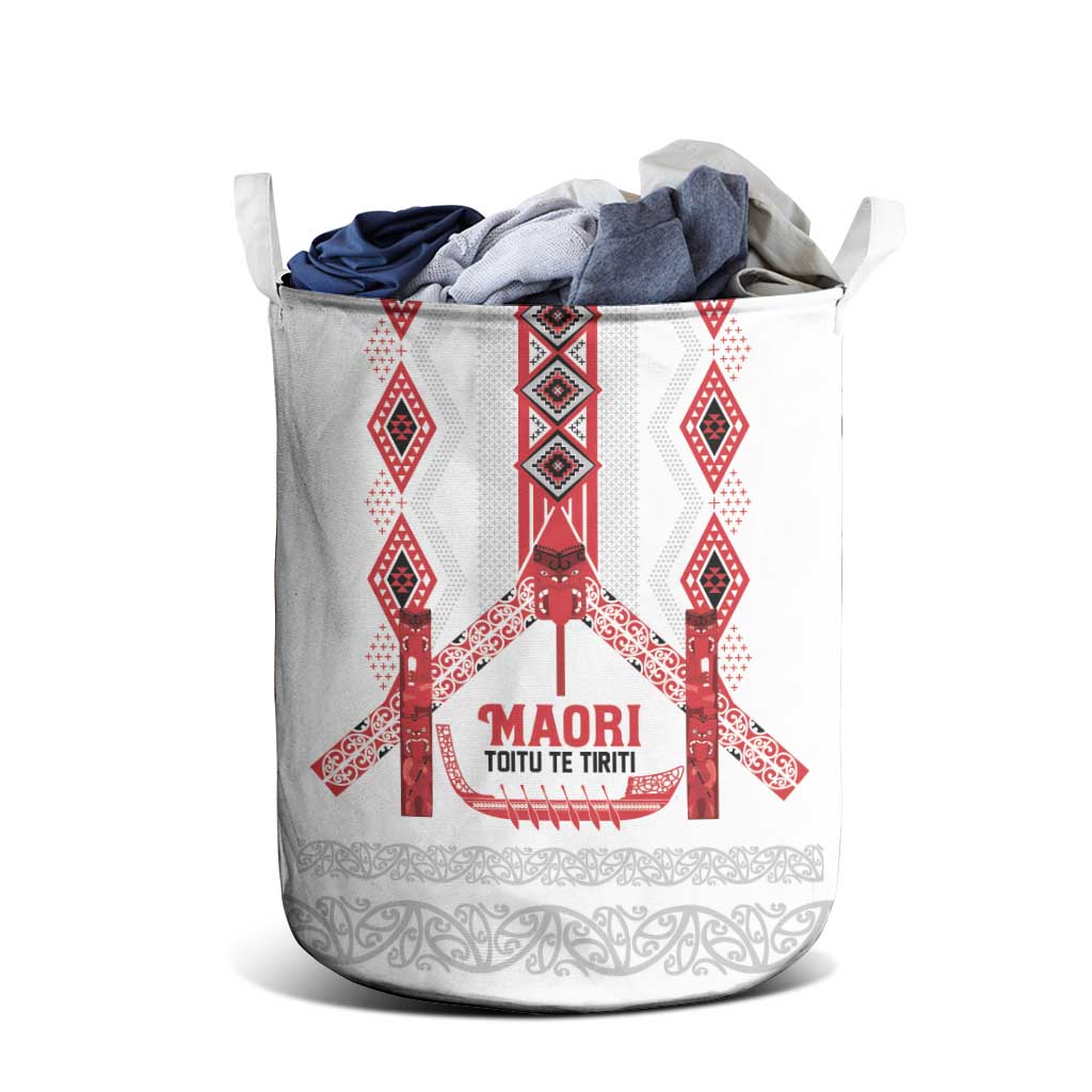 Toitu Te Tiriti Waitangi Laundry Basket White Wharenui House - Aussie Hoodie