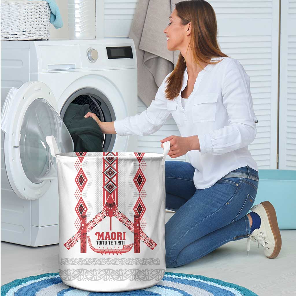 Toitu Te Tiriti Waitangi Laundry Basket White Wharenui House - Aussie Hoodie