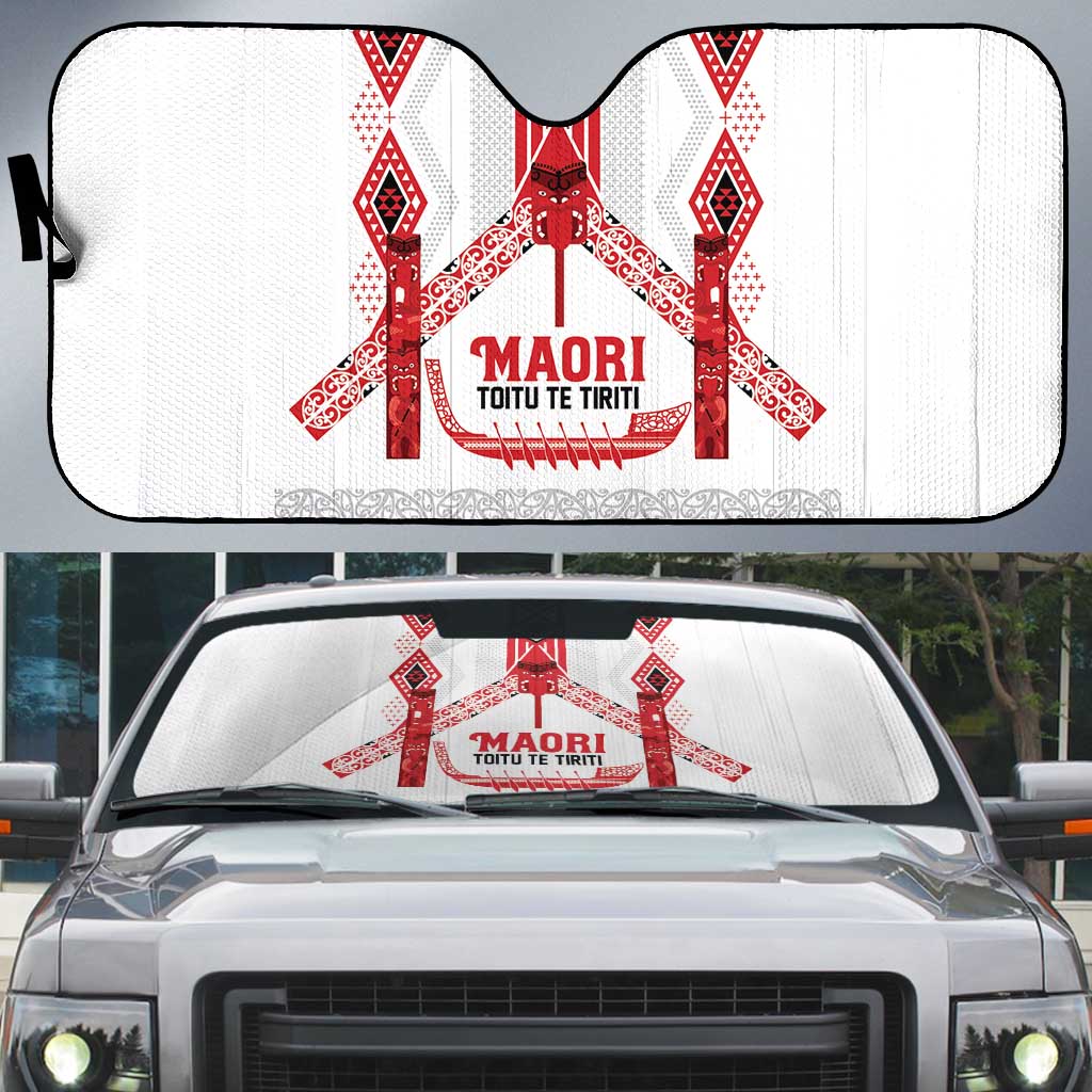 Toitu Te Tiriti Waitangi Auto Sun Shade White Wharenui House - Aussie Hoodie