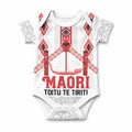 Toitu Te Tiriti Waitangi Baby Onesie White Wharenui House