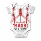 Toitu Te Tiriti Waitangi Baby Onesie White Wharenui House