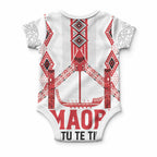 Toitu Te Tiriti Waitangi Baby Onesie White Wharenui House