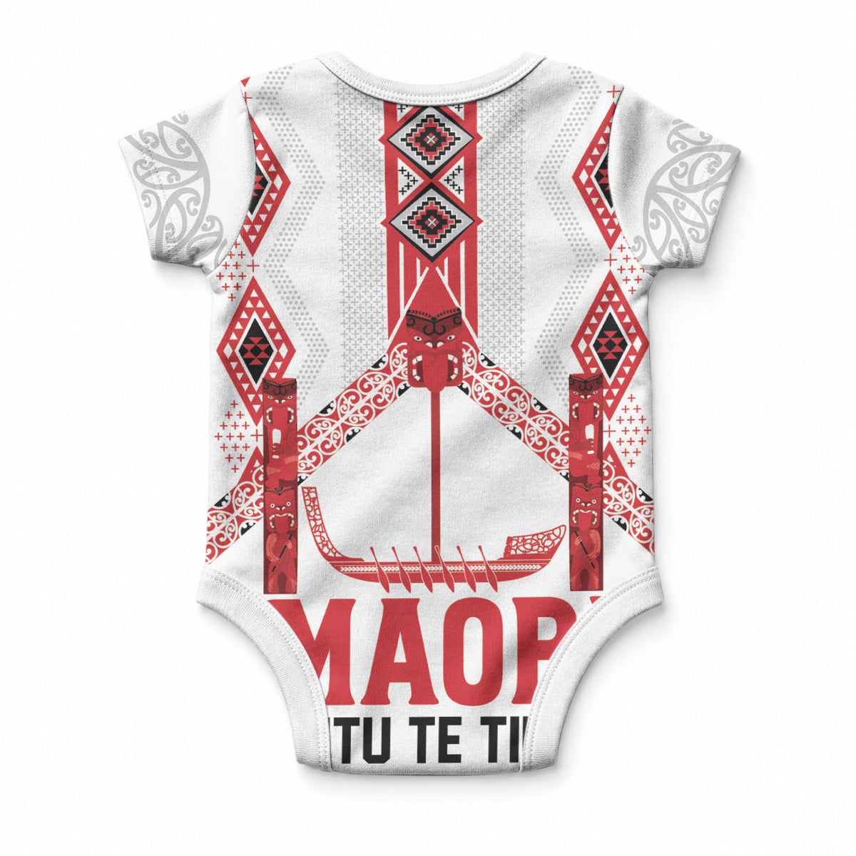 Toitu Te Tiriti Waitangi Baby Onesie White Wharenui House