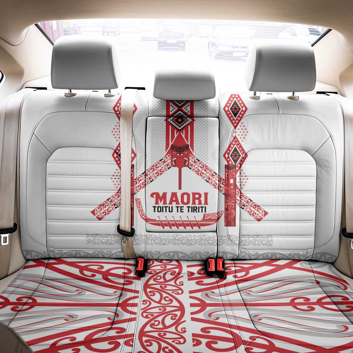 Toitu Te Tiriti Waitangi Back Car Seat Cover White Wharenui House - Aussie Hoodie