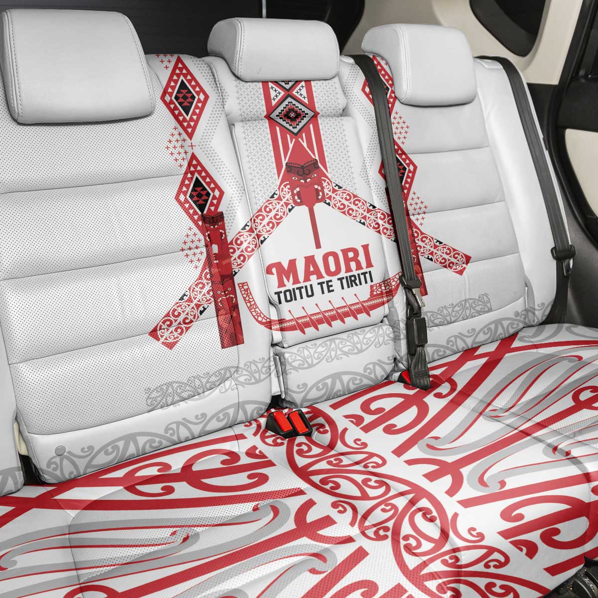 Toitu Te Tiriti Waitangi Back Car Seat Cover White Wharenui House - Aussie Hoodie