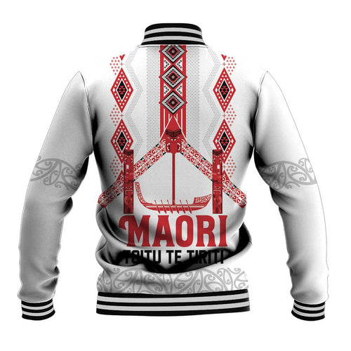 Toitu Te Tiriti Waitangi Baseball Jacket White Wharenui House - Aussie Hoodie