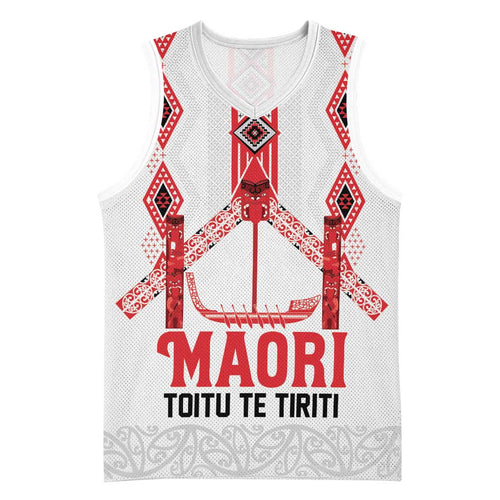 Toitu Te Tiriti Waitangi Basketball Jersey White Wharenui House - Aussie Hoodie