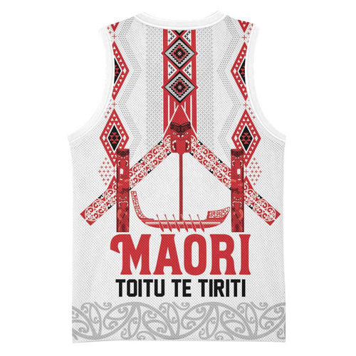 Toitu Te Tiriti Waitangi Basketball Jersey White Wharenui House - Aussie Hoodie