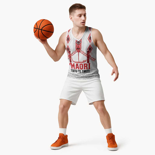 Toitu Te Tiriti Waitangi Basketball Jersey White Wharenui House - Aussie Hoodie