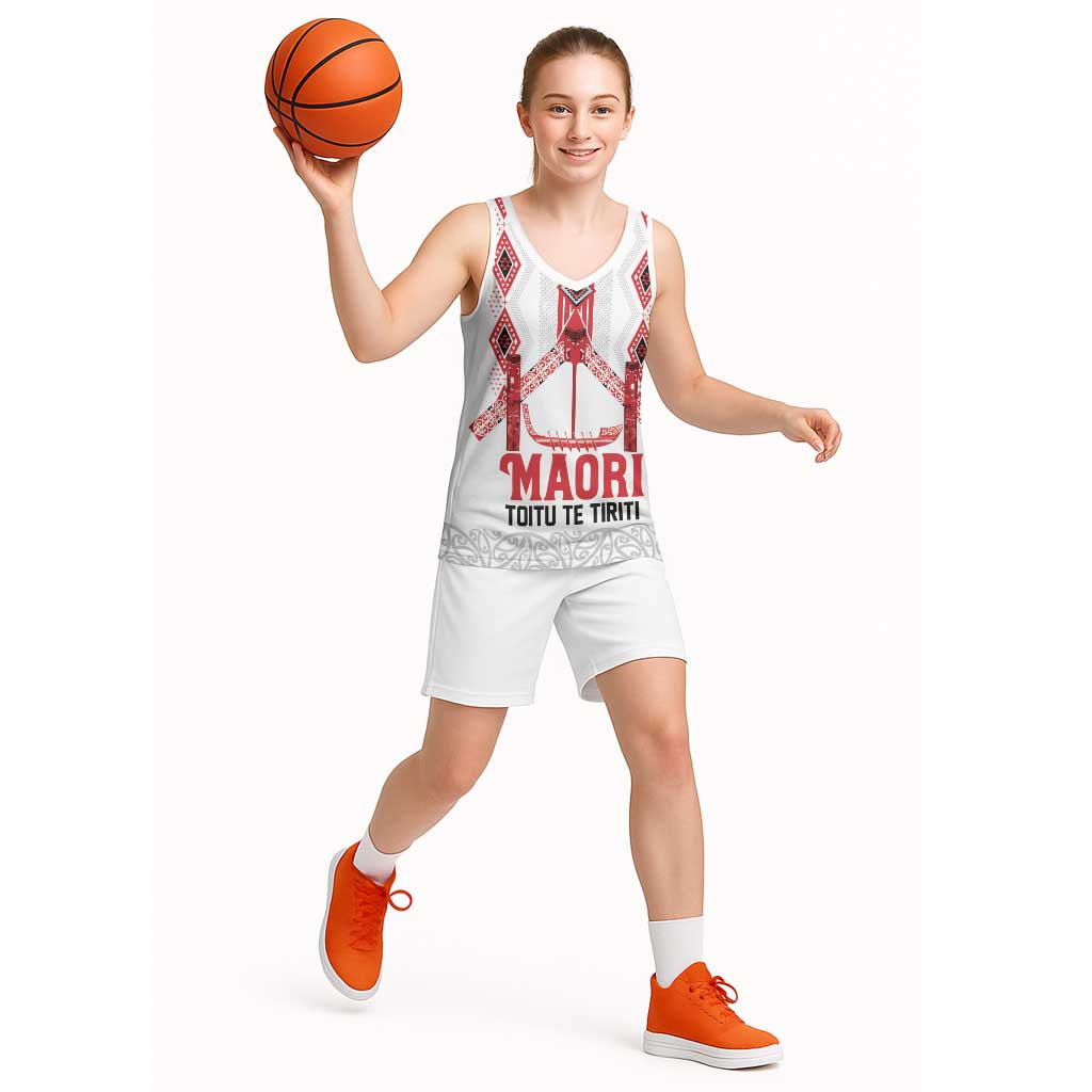 Toitu Te Tiriti Waitangi Basketball Jersey White Wharenui House - Aussie Hoodie