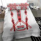 Toitu Te Tiriti Waitangi Bedding Set White Wharenui House - Aussie Hoodie