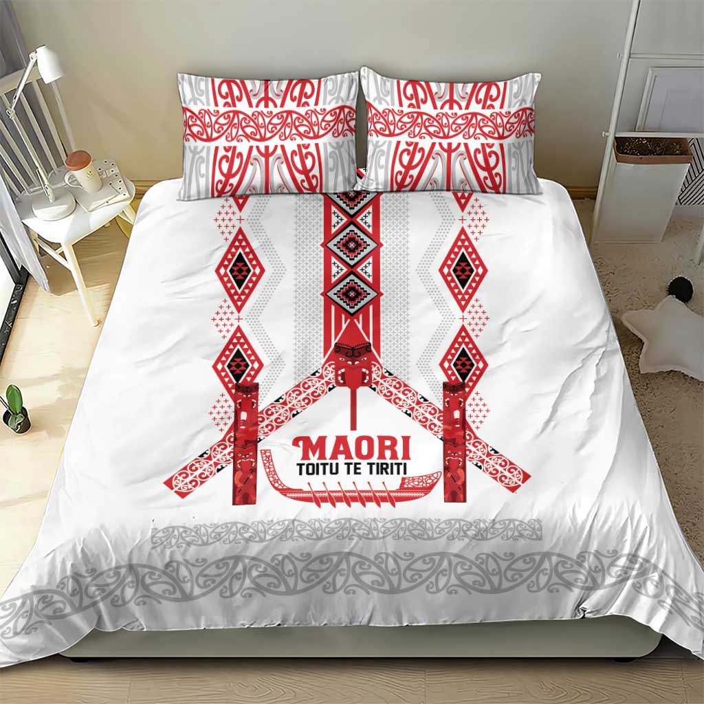 Toitu Te Tiriti Waitangi Bedding Set White Wharenui House - Aussie Hoodie