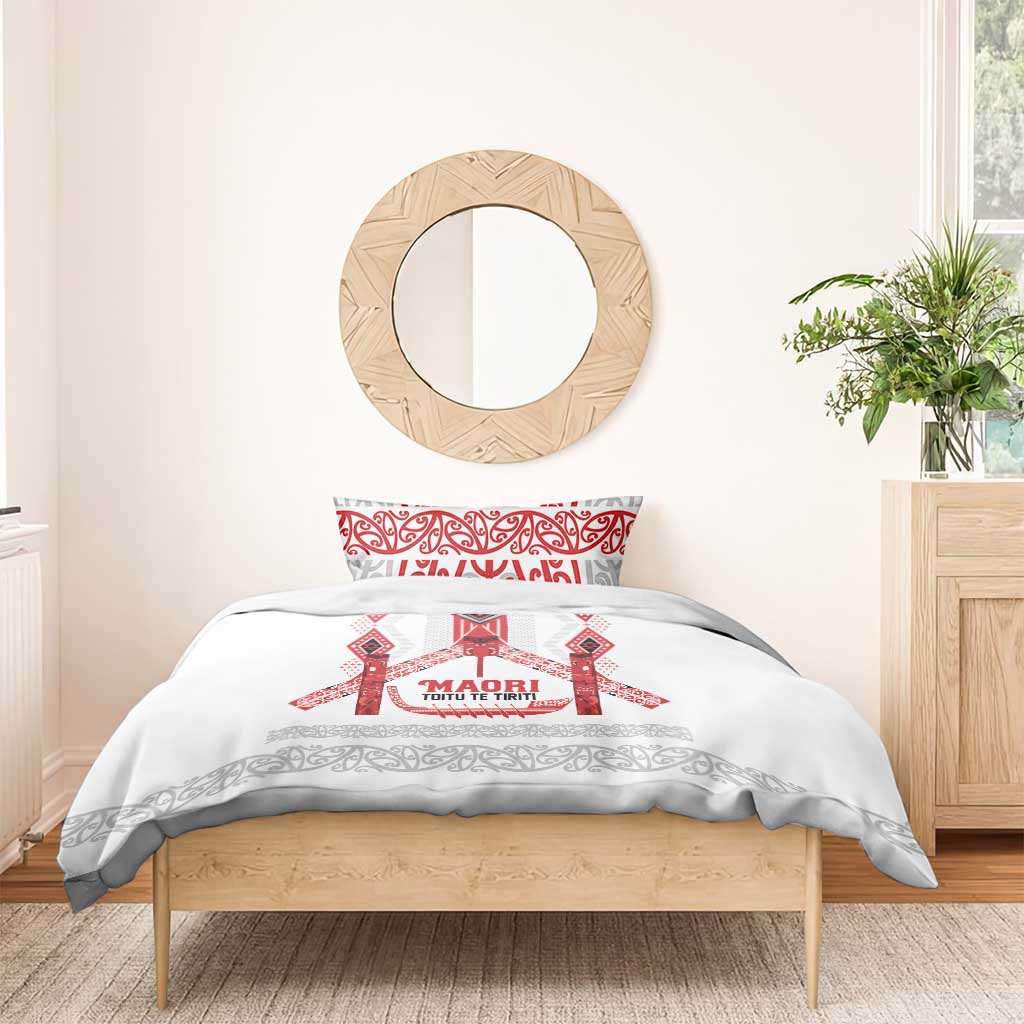 Toitu Te Tiriti Waitangi Bedding Set White Wharenui House - Aussie Hoodie