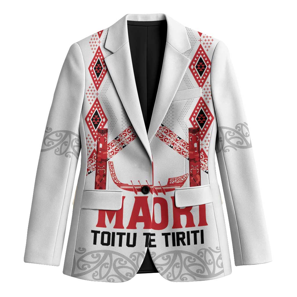 Toitu Te Tiriti Waitangi Blazer White Wharenui House - Aussie Hoodie