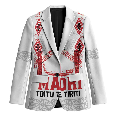 Toitu Te Tiriti Waitangi Blazer White Wharenui House - Aussie Hoodie