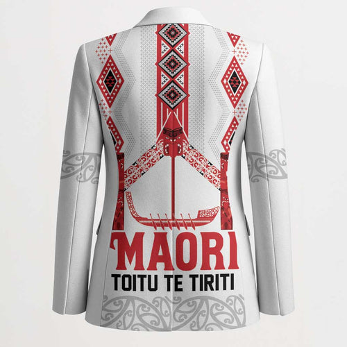 Toitu Te Tiriti Waitangi Blazer White Wharenui House - Aussie Hoodie