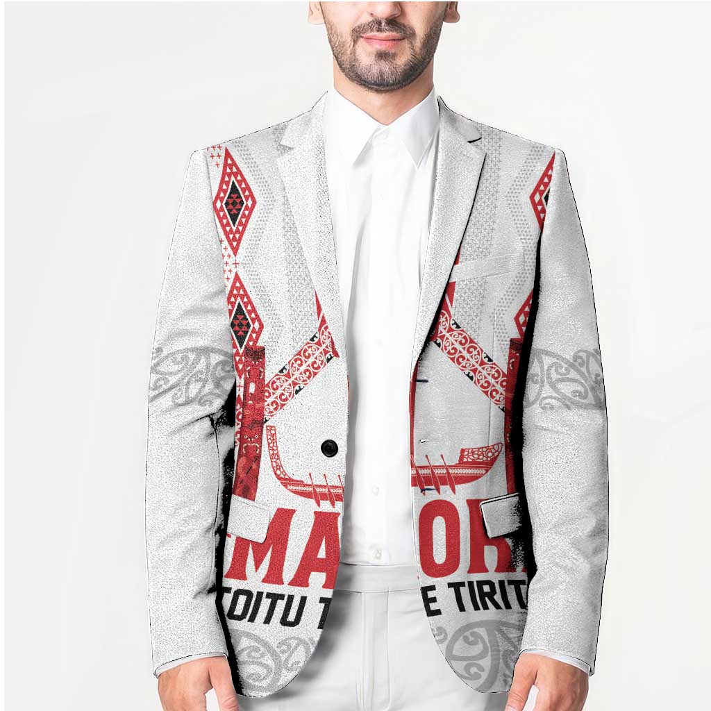 Toitu Te Tiriti Waitangi Blazer White Wharenui House - Aussie Hoodie