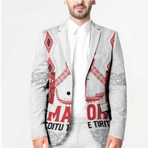 Toitu Te Tiriti Waitangi Blazer White Wharenui House - Aussie Hoodie