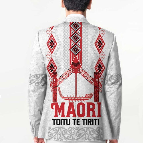 Toitu Te Tiriti Waitangi Blazer White Wharenui House - Aussie Hoodie
