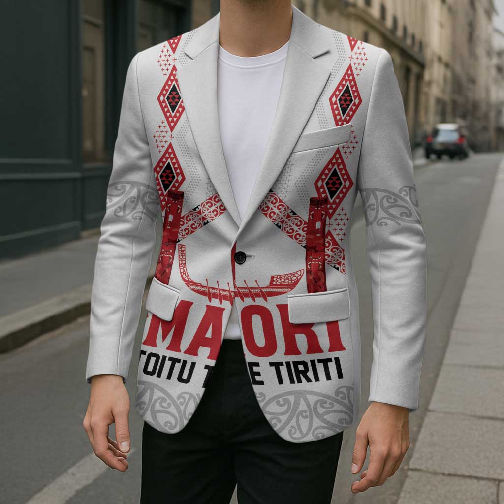 Toitu Te Tiriti Waitangi Blazer White Wharenui House - Aussie Hoodie