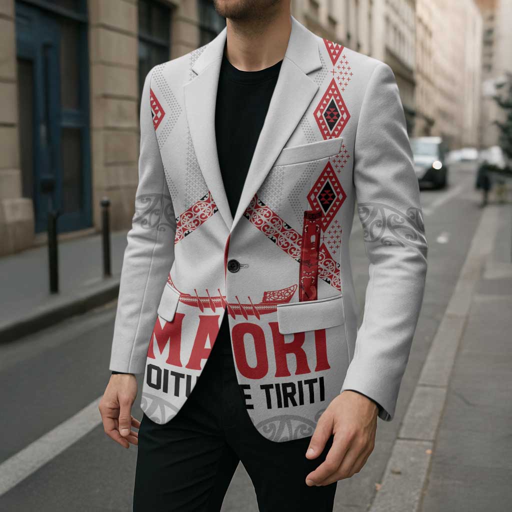 Toitu Te Tiriti Waitangi Blazer White Wharenui House - Aussie Hoodie