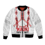 Toitu Te Tiriti Waitangi Bomber Jacket White Wharenui House - Aussie Hoodie