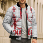 Toitu Te Tiriti Waitangi Bomber Puffer Jacket White Wharenui House - Aussie Hoodie